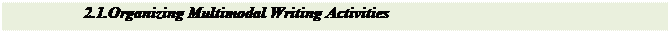 Text Box: 2.1.Organizing Multimodal Writing Activities